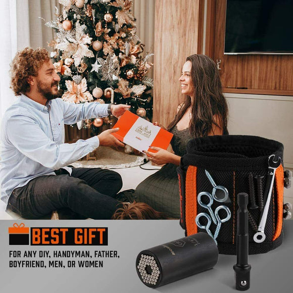 Magnetic Wristband & Universal Socket Grip 7 - 19mm Magnets Screws Nails Holder - RnR Galore