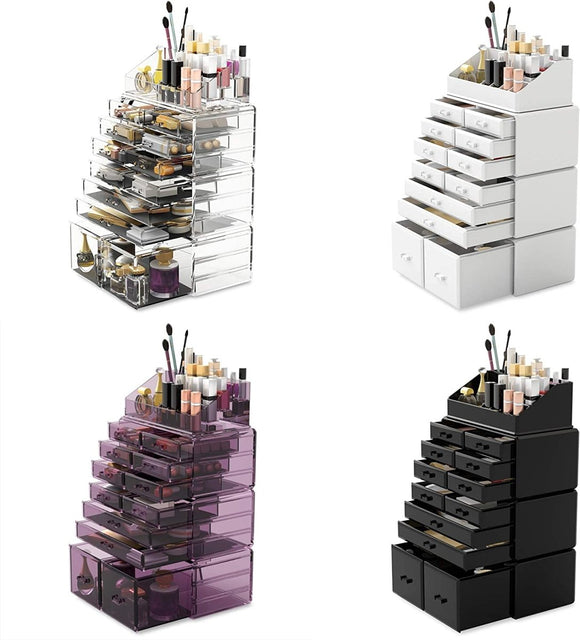 Makeup Cosmetic Organizer Storage with 12 Drawers Display Boxes (Black) - RnR Galore
