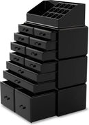 Makeup Cosmetic Organizer Storage with 12 Drawers Display Boxes (Black) - RnR Galore
