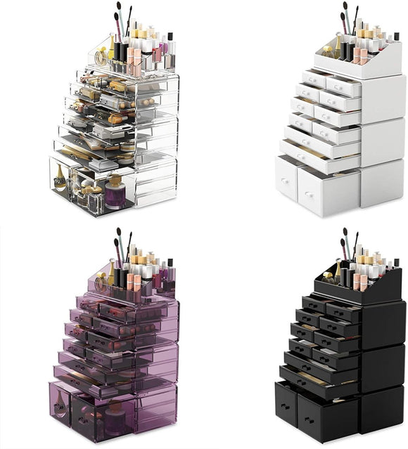 Makeup Cosmetic Organizer Storage with 12 Drawers Display Boxes (Clear) - RnR Galore