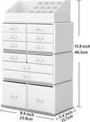 Makeup Cosmetic Organizer Storage with 12 Drawers Display Boxes (White) - RnR Galore