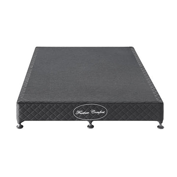 Mattress Base Ensemble Double Size Solid Wooden Slat in Black with Removable Cover - RnR Galore
