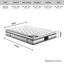 Mattress Euro Top King Size Pocket Spring Coil with Knitted Fabric Medium Firm 34cm Thick - RnR Galore