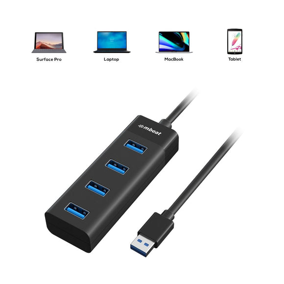 mbeat 4 - Port USB 3.0 Hub - Black - RnR Galore