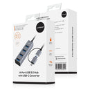 mbeat 4 - Port USB 3.0 Hub with 2 - in - 1 USB 3.0 & USB - C Converter - Space Grey - RnR Galore