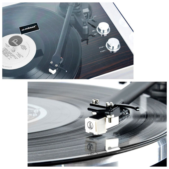 mbeat Hi - Fi Bluetooth Turntable (MMC, USB, Anti - skating, Preamplifier) - Macassar Ebony - RnR Galore