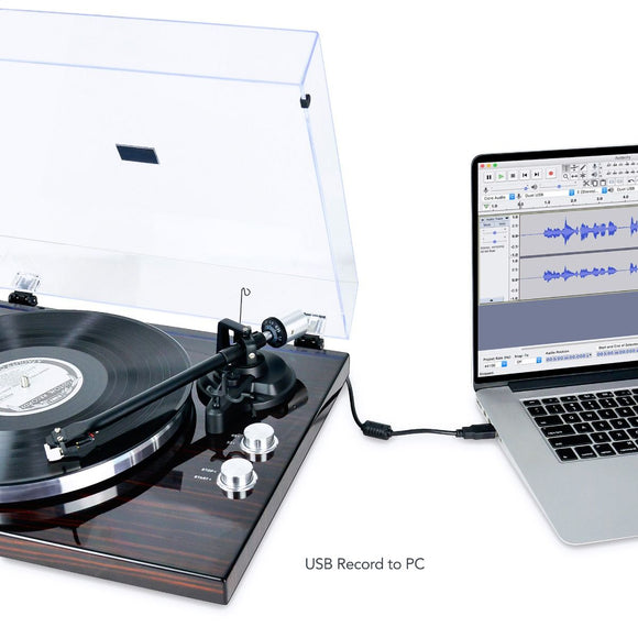 mbeat Hi - Fi Bluetooth Turntable (MMC, USB, Anti - skating, Preamplifier) - Macassar Ebony - RnR Galore