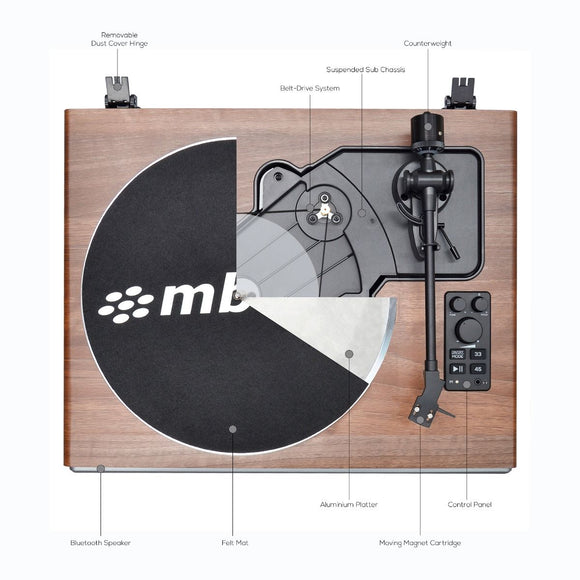 mbeat Hi - Fi Turntable with Built - In Bluetooth Receiving Speaker - RnR Galore