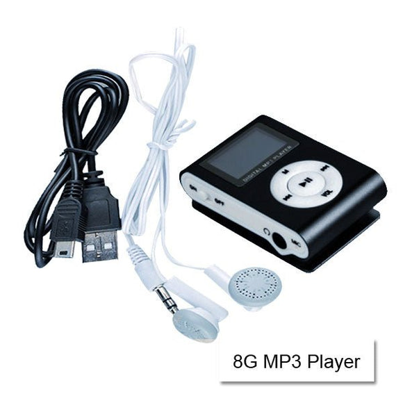 Mini Clip 16G MP3 Music Player With USB Cable & Earphone Black - RnR Galore