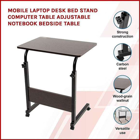 Mobile Laptop Desk Bed Stand Computer Table Adjustable Notebook Bedside Table - RnR Galore