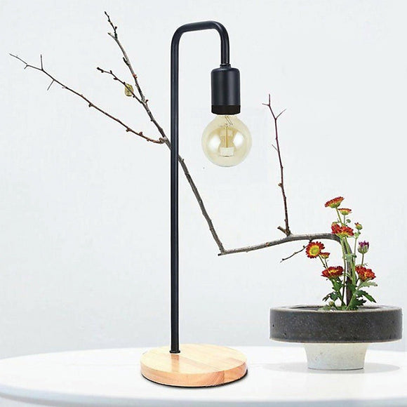 Modern Table lamp Desk Light Timber Base Bedside Bedroom Black - RnR Galore