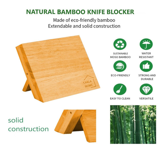 Natural Bamboo Magnetic Knife Block Holder with Strong Magnets for Home Kitchen Storage & Organisation - RnR Galore