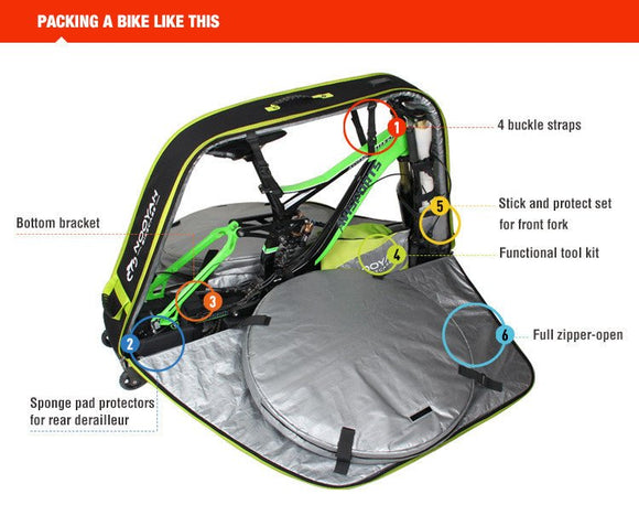 NOOYAH Bike GREY Travel Case Bike Bag Shell EVA Tough material MTB Mountain Bike Road Bike TT 700c Gravel Bike Ebike 29er etc - BK007S - RnR Galore