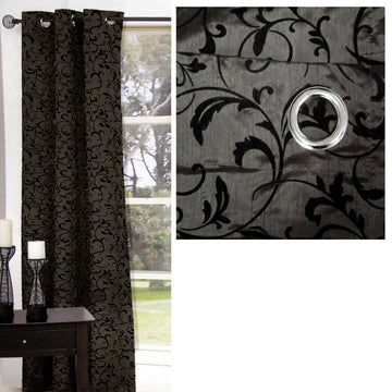 One Piece of Options Flocking Unlined Curtain 110 x 213 cm Charcoal - RnR Galore