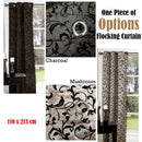 One Piece of Options Flocking Unlined Curtain 110 x 213 cm Charcoal - RnR Galore