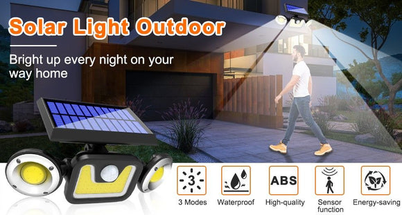 Outdoor Solar Lights with 3 Adjustable Head for Porch Garden Patio - RnR Galore