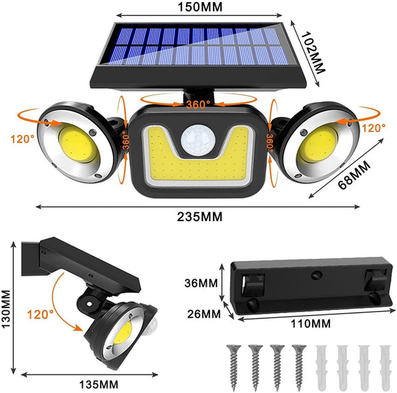 Outdoor Solar Lights with 3 Adjustable Head for Porch Garden Patio - RnR Galore