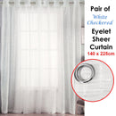 Pair of White Checkered Eyelet Sheer Curtains 140 x 225cm - RnR Galore