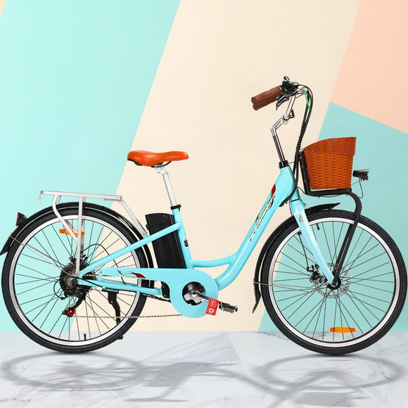 Phoenix 26 Inch Electric Bike Urban Bicycle eBike Removable Battery Blue - RnR Galore