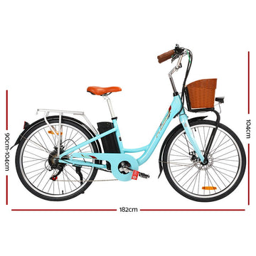 Phoenix 26 Inch Electric Bike Urban Bicycle eBike Removable Battery Blue - RnR Galore