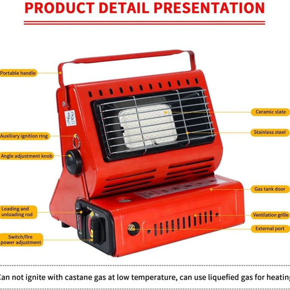 Portable Butane Gas Heater Camping Camp Tent Outdoor Hiking Camper Survival Red - RnR Galore