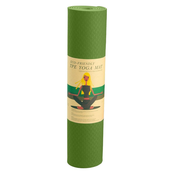 Powertrain Dual Layer 6mm Yoga Mat | Olive | Non - slip Surface And Carry Strap For Ultimate Comfort And Portability - RnR Galore
