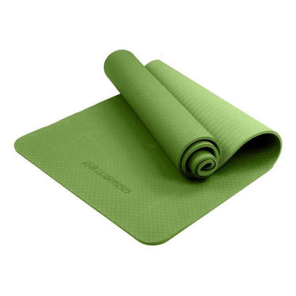 Powertrain Dual Layer 6mm Yoga Mat | Olive | Non - slip Surface And Carry Strap For Ultimate Comfort And Portability - RnR Galore