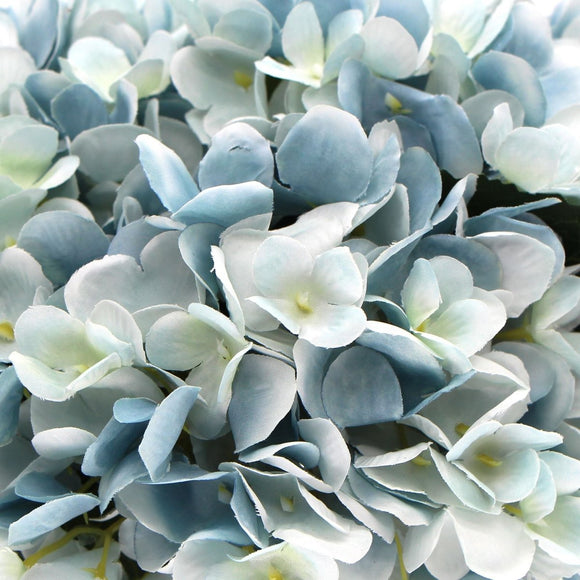 Premium Faux Hydrangea With Glass Vase (Artificial Flowering Blue Hydrangea) 23cm - RnR Galore