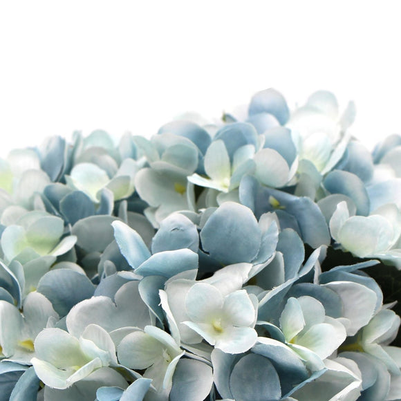 Premium Faux Hydrangea With Glass Vase (Artificial Flowering Blue Hydrangea) 23cm - RnR Galore