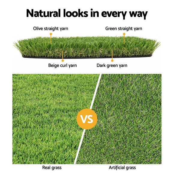 Prime Turf Artificial Grass 20mm 1mx10m Synthetic Fake Lawn Turf Plastic Plant 4 - coloured - RnR Galore