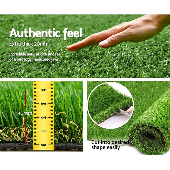 Prime Turf Artificial Grass 40mm 1mx10m Synthetic Fake Lawn Turf Plastic Plant 4 - coloured - RnR Galore