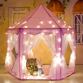 Princess Indoor Playhouse Toy Play Tent for Kids Toddlers with Mat Floor and Carry Bag (Pink) - RnR Galore