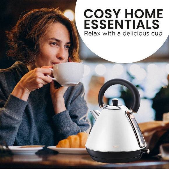 Pronti 1.7l Rose Trim Collection Kettle - White - RnR Galore