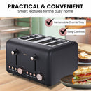Pronti 4 Slice Toaster Rose Trim Collection - Black - RnR Galore