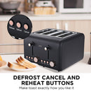 Pronti 4 Slice Toaster Rose Trim Collection - Black - RnR Galore