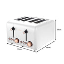 Pronti 4 Slice Toaster Rose Trim Collection - White - RnR Galore