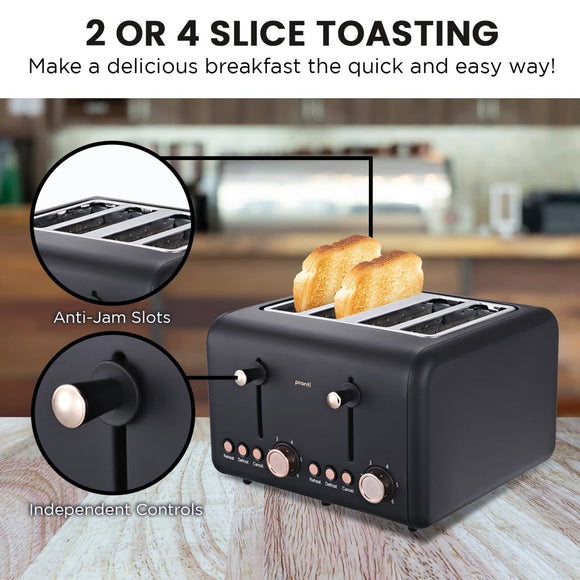 Pronti Rose Trim Collection Toaster & Kettle Bundle - Black - RnR Galore