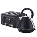 Pronti Rose Trim Collection Toaster & Kettle Bundle - Black - RnR Galore