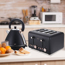 Pronti Rose Trim Collection Toaster & Kettle Bundle - Black - RnR Galore