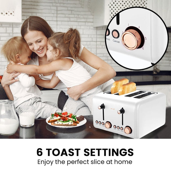Pronti Rose Trim Collection Toaster & Kettle Bundle - White - RnR Galore