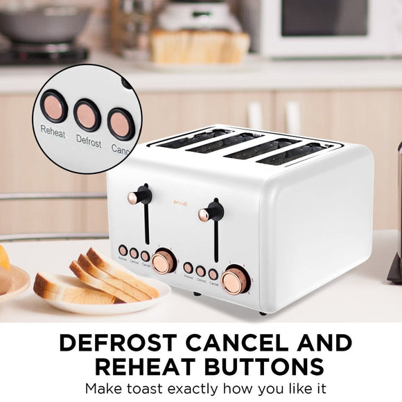 Pronti Rose Trim Collection Toaster & Kettle Bundle - White - RnR Galore