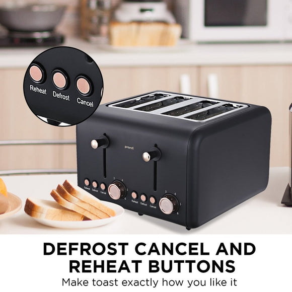 Pronti Toaster, Kettle & Coffee Machine Breakfast Set - Black - RnR Galore