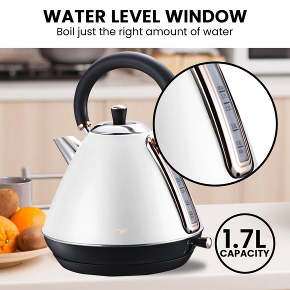 Pronti Toaster, Kettle & Coffee Machine Breakfast Set - White - RnR Galore