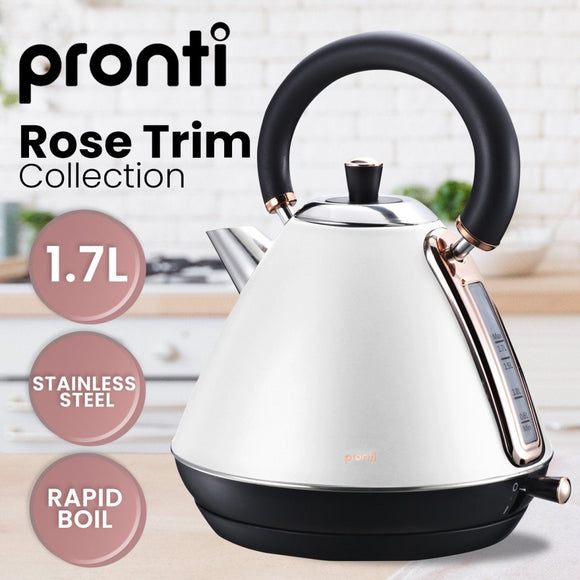 Pronti Toaster, Kettle & Coffee Machine Breakfast Set - White - RnR Galore