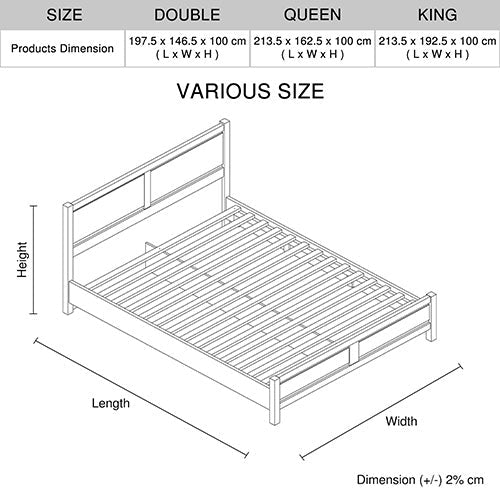 Queen Size Bed Frame Natural Wood like MDF in Oak Colour - RnR Galore