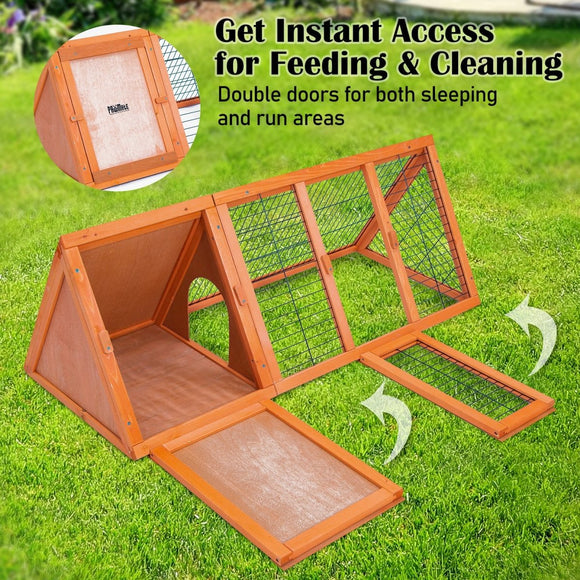 Rabbit Hutch Chicken Coop 118 x 50 x 45cm Triangle Cage Run Ester - RnR Galore