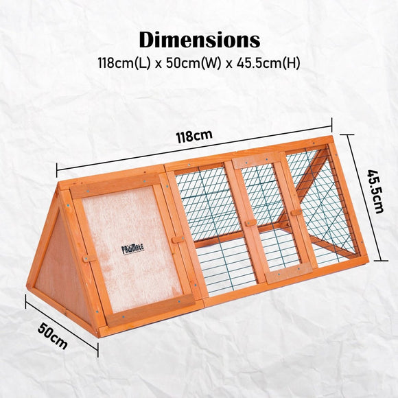 Rabbit Hutch Chicken Coop 118 x 50 x 45cm Triangle Cage Run Ester - RnR Galore