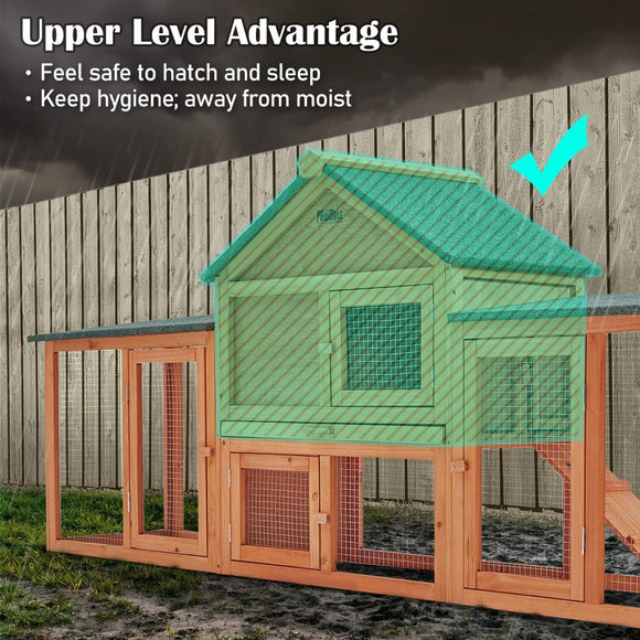 Rabbit Hutch Chicken Coop 204 x 45 x 85cm 2 Storey Cage Mansion - RnR Galore