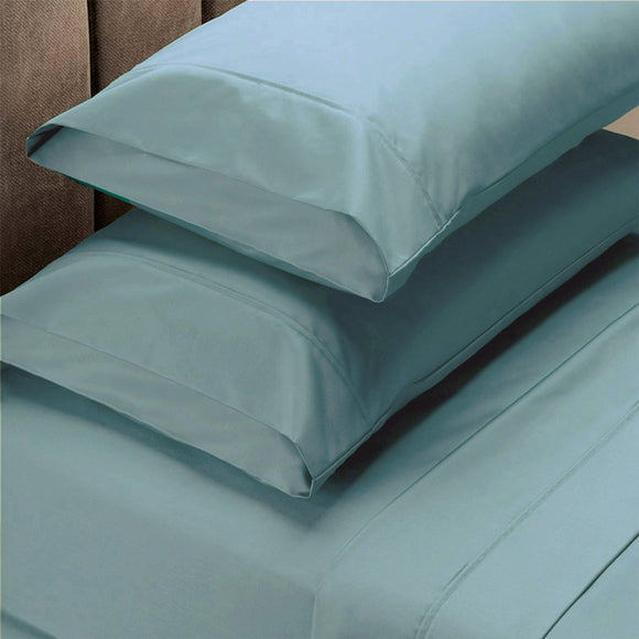 Renee Taylor 1500 Thread Count Pure Soft Cotton Blend Flat & Fitted Sheet Set Mist King - RnR Galore