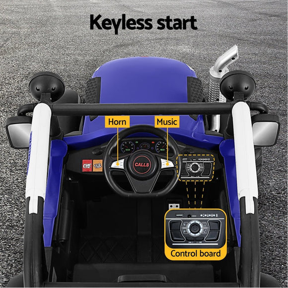 Rigo Kids Electric Ride On Car Off Road Jeep Remote 12V Blue - RnR Galore